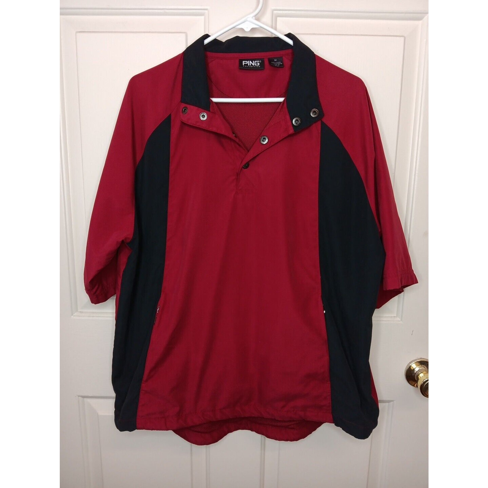 Ping Mens Golf Short Sleeve Colorblock Windbreaker Pockets Drawstring Medium